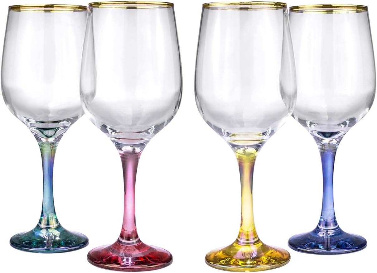 Italian Collection 15 Oz 'Nicol' Water or Wine Goblet Multi Color Stem