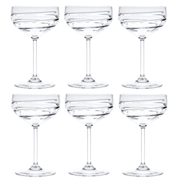 Elegant Crystal Champagne Coupe Glasses Set of 6 - Crystal Drinkware Set with Exquisite Engraving