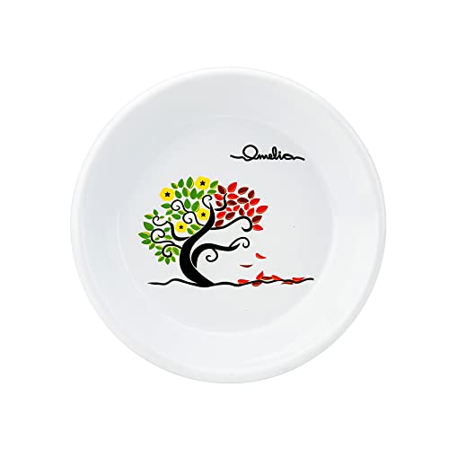Enamel Plates White Round Durable Dinner Serving Platter for Indoor Outdoor Use - Omelia 7 Inches