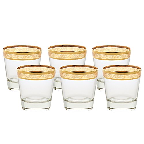 Elegant and Modern Glass Made Drinkware Set for Hosting Parties and Events - Double Old Fashion Amber