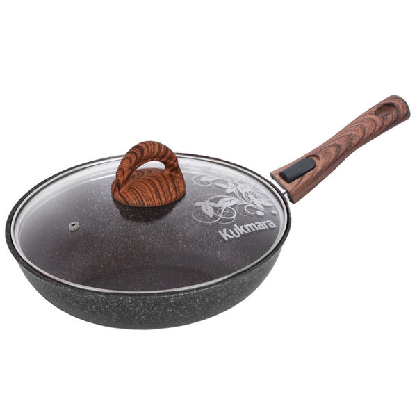 Granit Ultra Aluminum Frying Pan with Removable Handle - Ultra-Strong Non-Stick Coating Pan with Glass Lid