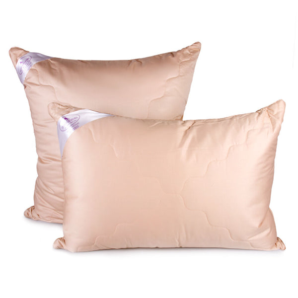 HOMEHUT Beige Cotton/Satin/Camel Wool Pillow with Goose Down Filling Breathable Camel hair sleeping Pillow