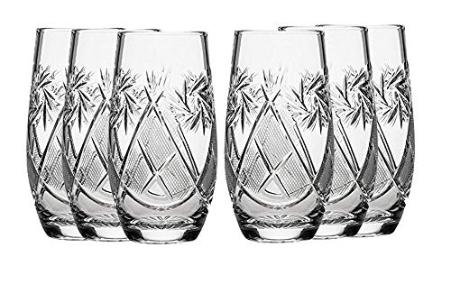 SET of 6 Russian CUT Crystal Drinking Glasses 300ml 10oz by Belarus