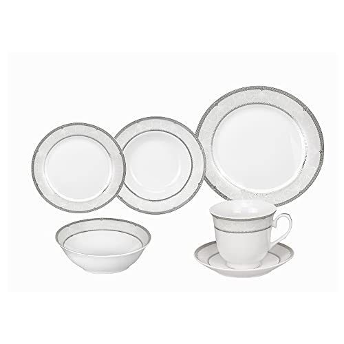 Stylish and Elegant 24 Pieces Porcelain Dinnerware Set Service for 4 People for Hosting Parties and Events - Ballo Design