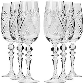 Neman 6-Oz Hand Made Vintage Russian Crystal Champagne Glasses, Elegant Crystal Flutes, Set of 6