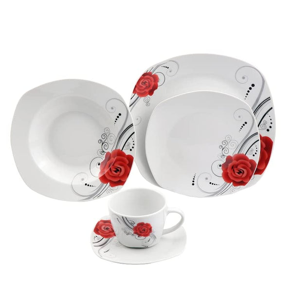 20 Pieces Porcelain Square Dinnerware Set Service for 4 People for Hosting Parties and Events