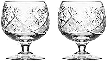 Set of 2 Hand Made Vintage Crystal Glasses, Brandy and Cognac Snifter, Old-Fashioned Glassware