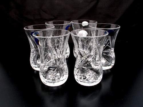 Set of 6 Crystal Turkish Tea Glasses Russian Cut Crystal