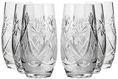 Set of 6 Belarus Crystal Highball Beverage Glasses, Hand-Cut Vintage Wedding Gift Glasses, 10 oz