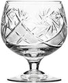 Set of 6 Russian Cut Crystal Cognac Brandy Whiskey Snifters Goblets, Handmade Glassware