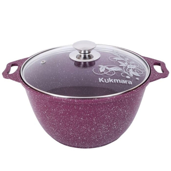 Trendy Style Cast Aluminum Dutch Oven Pot with Glass Lid - Ultra-Strong Non-Stick Coating Cookware