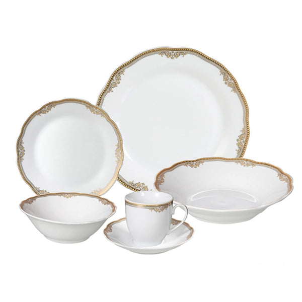 Stylish and Elegant 24 Piece Porcelain Dinnerware Set for Hosting Parties, Events - Service for 4, White