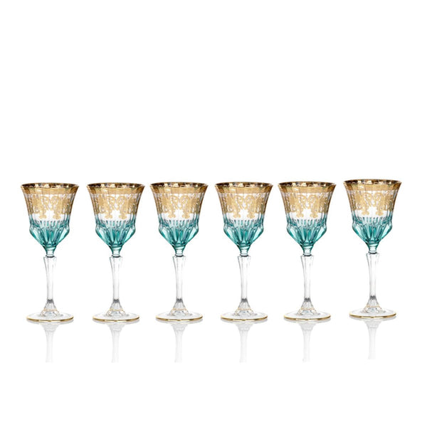 Elegant and Modern Crystal Wine Goblet Glasses Set for Hosting Parties and Events - Set of 6