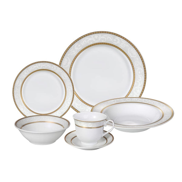 Stylish and Elegant 24 Pieces Porcelain Dinnerware Set Service for 4 People for Hosting Parties and Events