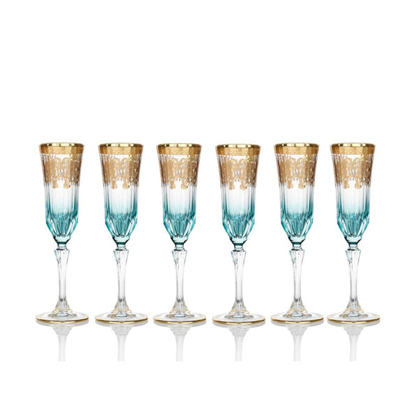 Elegant and Modern Crystal Champagne Flutes Glasses Set for Hosting Parties and Events - Set of 6