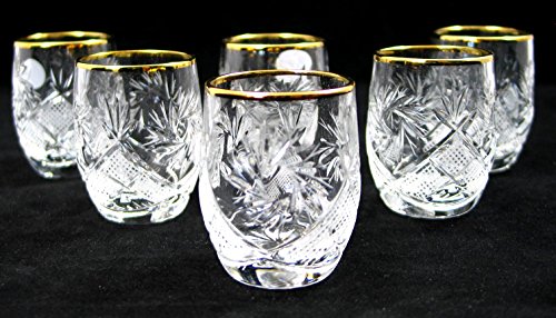 Russian Cut Crystal Beverage Glass, Barware for Liquor and Cocktail - 8 oz Beverage Glass, Set of 6