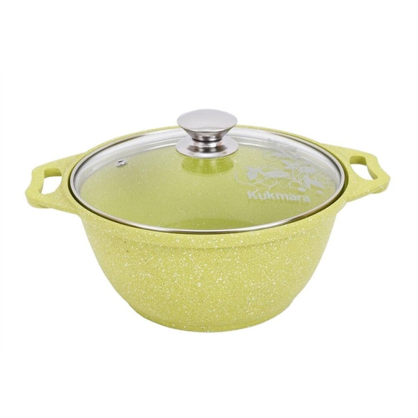 Trendy Style Non-Stick Pot with Glass Lid (lime) - Cookware for Ceramic Electric Stovetops, Bright & Durable Design