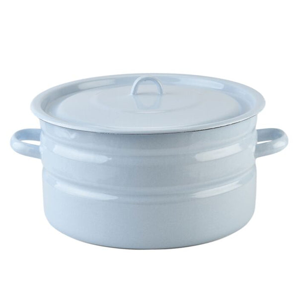Granite Light Blue Enamel Stockpot 14.7-Qt with Lid – Durable Steel Core, Non-Reactive PFOA-Free & PTFE-Free Enamel Coating