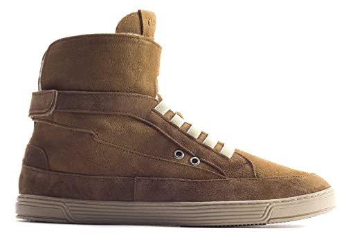 WORLD GIFTS Women's Hi-Top Comfortable Fashion Slippers with Stretch Laces, Premium Suede Uppers Yoga mat Insoles, Wool Lining, and Flexible Rubber Outsole Footwear - Chestnut Brown