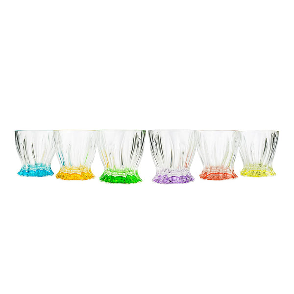 Plantica Color Collection Modern Crystal Hand-Crafted Decorative Whiskey Tumblers and Tea Cup