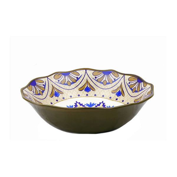 Stylish and Elegant Design Stoneware Set for Hosting Parties, Events - 13 Inches, Colorful Wavy Bowl