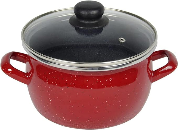 Enamel Stock Pot Cooking Pot and Glass Lid for Partyware