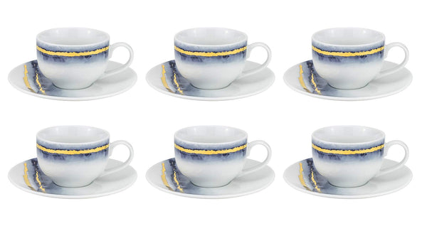 Euro Porcelain Marble Dining Set, Fine China Tableware with 24k Gold Plate Accent