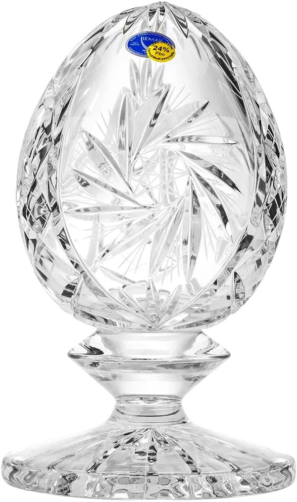 Roll over image to zoom in   WORLD GIFTS Elegant and Modern Russian Cut Crystal Decorative Glassware for Home Decor - Egg, 7x4.25decor