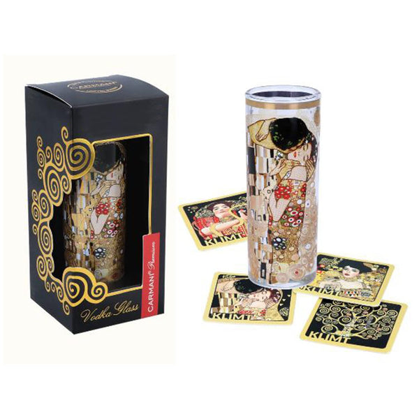 G.Klimt Art Whiskey Shot Glasses Set, Round Glass for Fun Party and Game