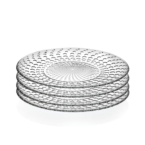 Elegant and Modern Crystal Plates for Hosting Parties and Events - Fruit and Salad plates, Set of 4