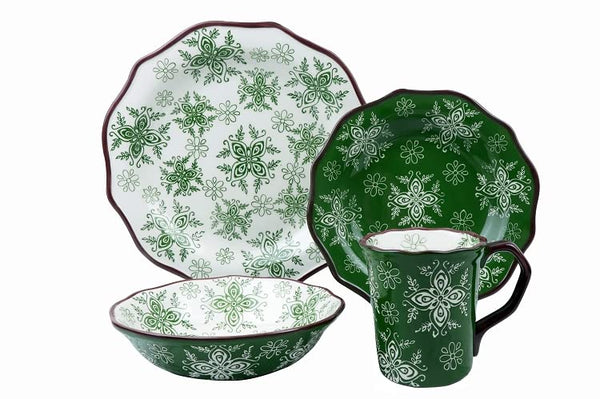 Stylish and Elegant 16 Pieces Stoneware Dinnerware Set, 4 People Service for Hosting Parties, Events