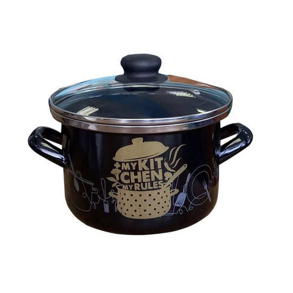 Stylish Enamel Stock Pot Cooking Pot with Glass Lid for Partyware