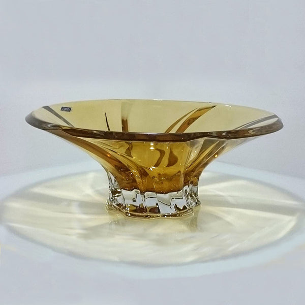 Oklahoma Amber Collection Modern Crystal Hand-Crafted Decorative Flower Vase and Bowl