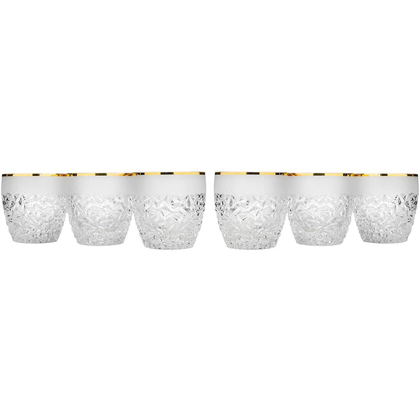 Nicolette Collection Modern Bohemian Crystal Hand-Crafted Decorative DOF Glasses for home bar, Set of 6