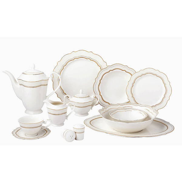 Stylish and Elegant 57 Pieces Bone China Dinnerware Set