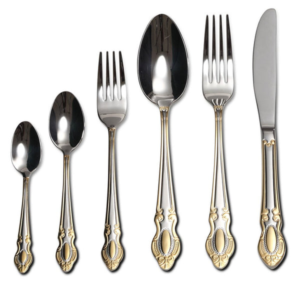 75-Piece Fine Flatware Set - 24K Gold-Plated Stainless Steel Silverware Cutlery Set, Service for 12