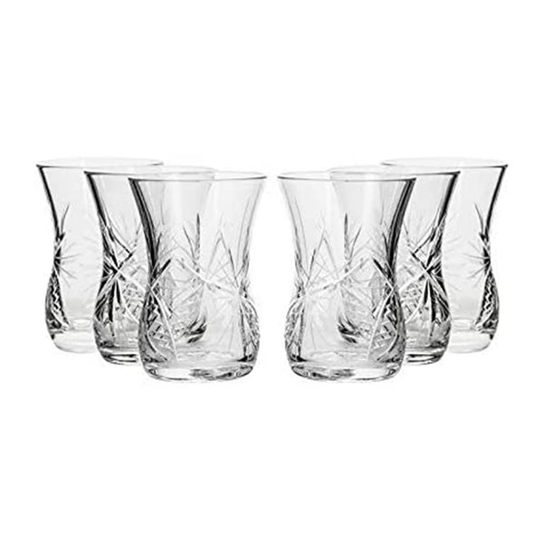 Elegant and Modern Russian Cut Crystal Turkish Armudu Tea Glass for Hosting Parties and Events