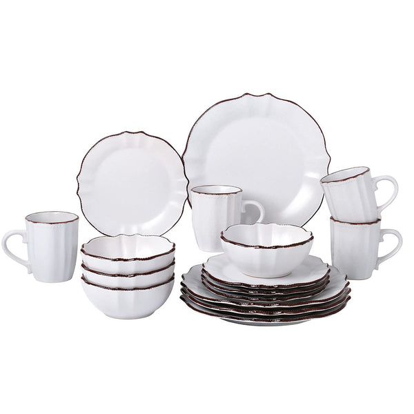 Stylish and Elegant 16 Piece Scalloped Edge Dinnerware set for Hosting Parties and Events, Set of 4