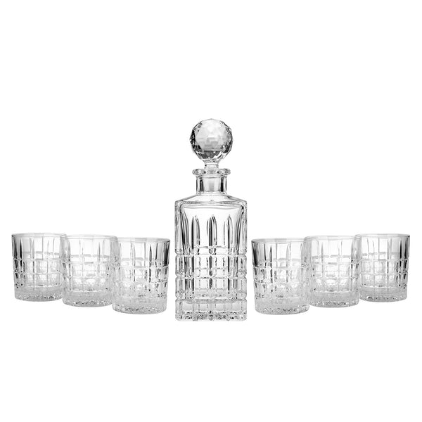 Diplomat Collection Modern Crystal Hand-Crafted Decorative Whiskey, and Tumbler Set