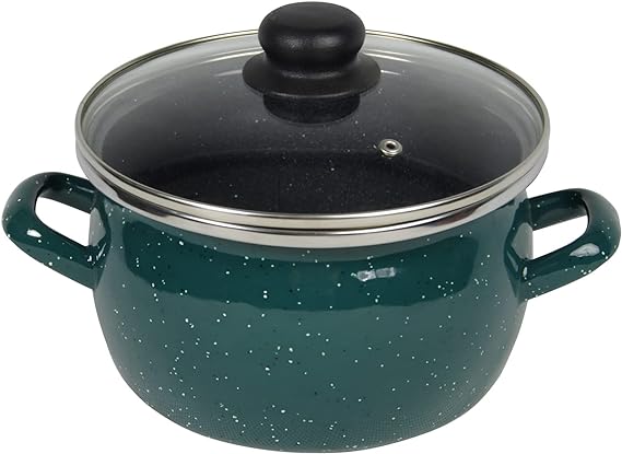 Enamel Stock Pot Cooking Pot and Glass Lid for Partyware