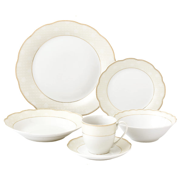 Stylish and Elegant 24 Pieces Porcelain Dinnerware Set Service for 4 People for Parties and Events