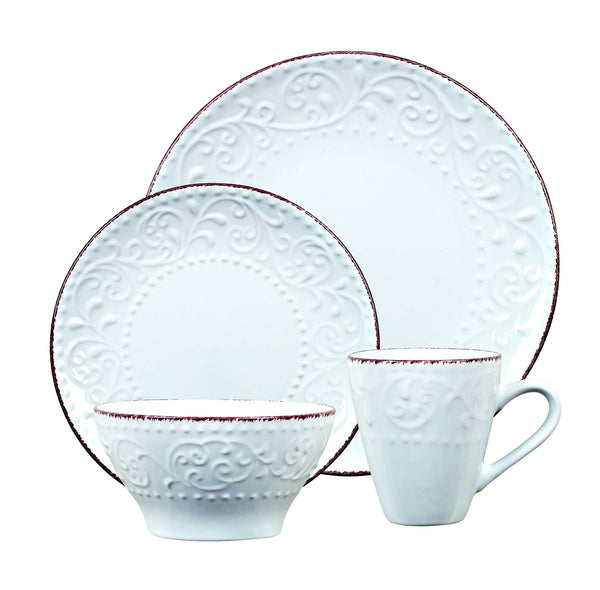 Elegant and Modern Stoneware Scroll Dinnerware Set for Hosting Parties and Events