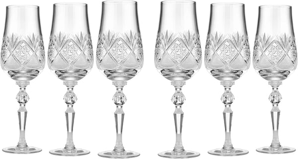 Elegant and Modern Crystal Champagne Flutes Set for Hosting Parties and Events - Set of 6