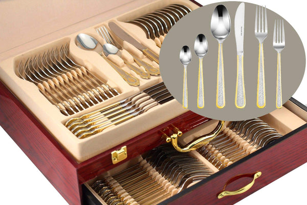 Venezia Collection Provenza 75-Piece Flatware Set, Silverware Cutlery Dining Service