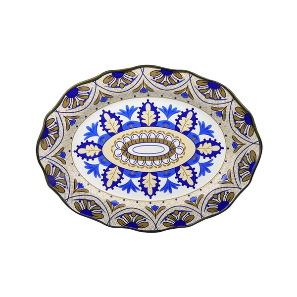 Stylish and Elegant Stoneware Plate for Hosting Parties and Events - 18" Wavy Stoneware Platter