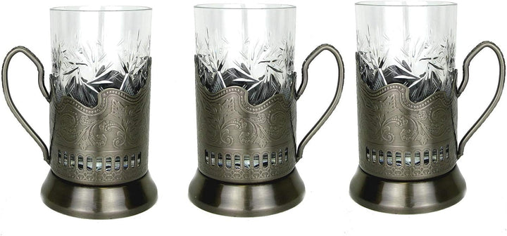 Tea Glasses with Metal Glass Holders