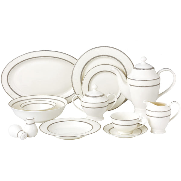 Stylish and Elegant 57 Pieces Bone China Dinnerware Set Service for 8 People