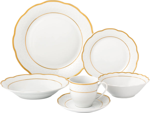 Stylish and Elegant 24 Pieces Porcelain Dinnerware Set Service for 4 People for Home and Events