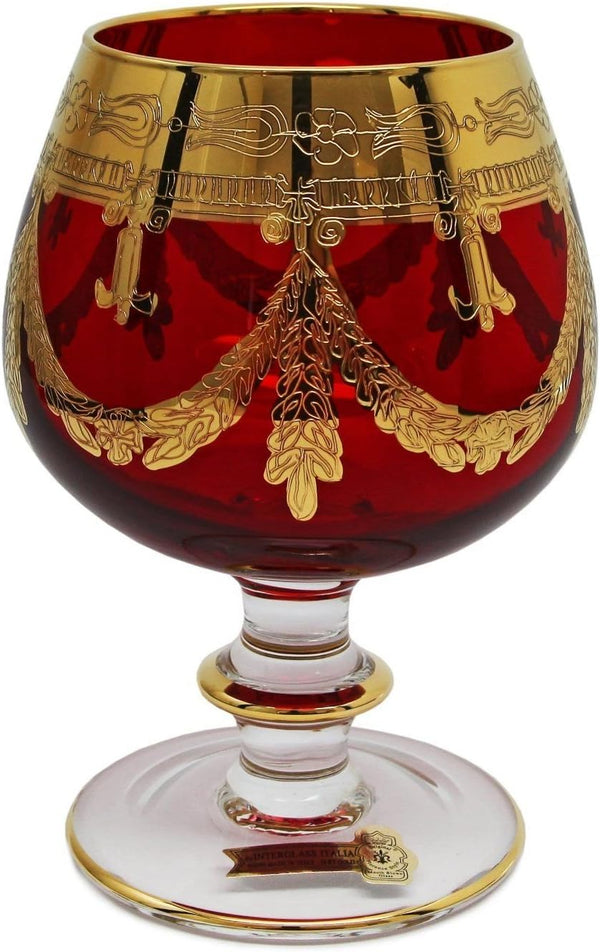  Italy Ruby Crystal Brandy Snifters