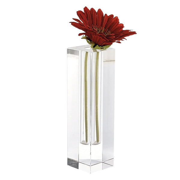 Elegant and Modern Handcrafted Architectural Optical Crystal Decorative Vase for Home Decor